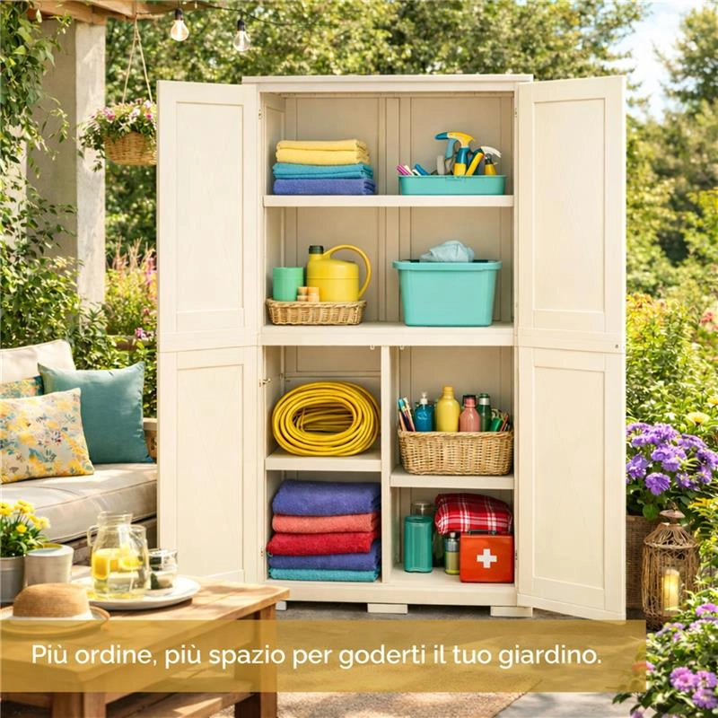ARMADIO 2 ANTE PANNA 79X43X164 CM CON 5 VANI INTERNI – MOBILE ALTO SALVASPAZIO PER ORGANIZZAZIONE CASA E INGRESSO