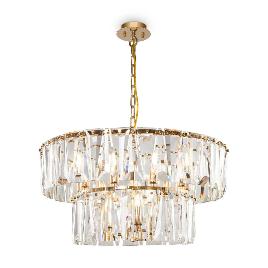 Maytoni Lampadario contemporaneo Puntes 12 luci E14 oro metallo cristalli