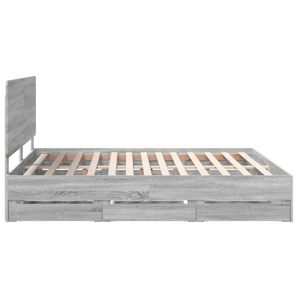 Struttura del letto con cassetto Grigio Sonoma 200 x 200 cm