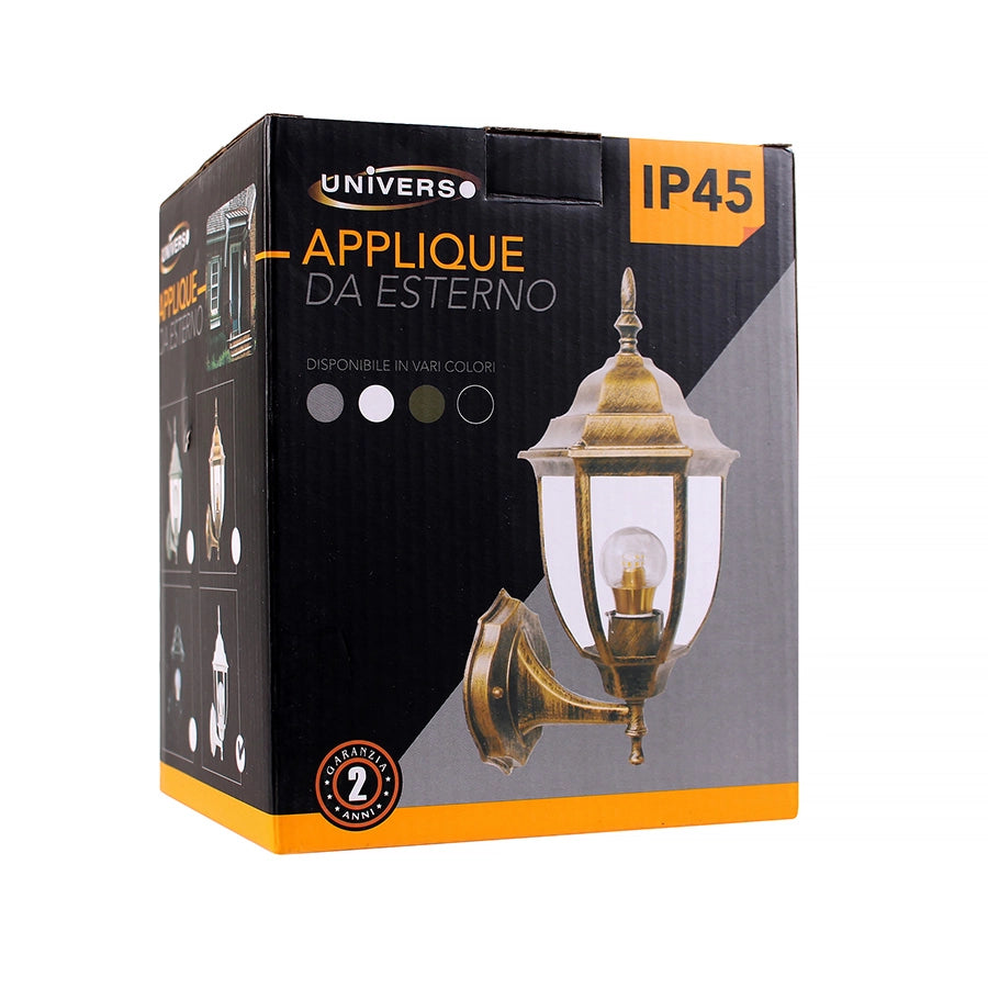 APPLIQUE DA ESTERNO A LANTERNA LAMPADA DA PARETE BIANCA IP45 CON ATTACCO E27 - PER ILLUMINAZIONE STILE VINTAGE