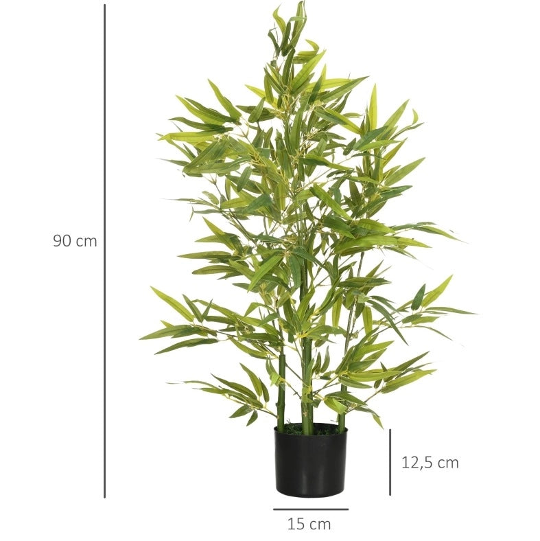 Bambù artificiale 90 cm in plastica con vaso, pianta decorativa realistica per interni