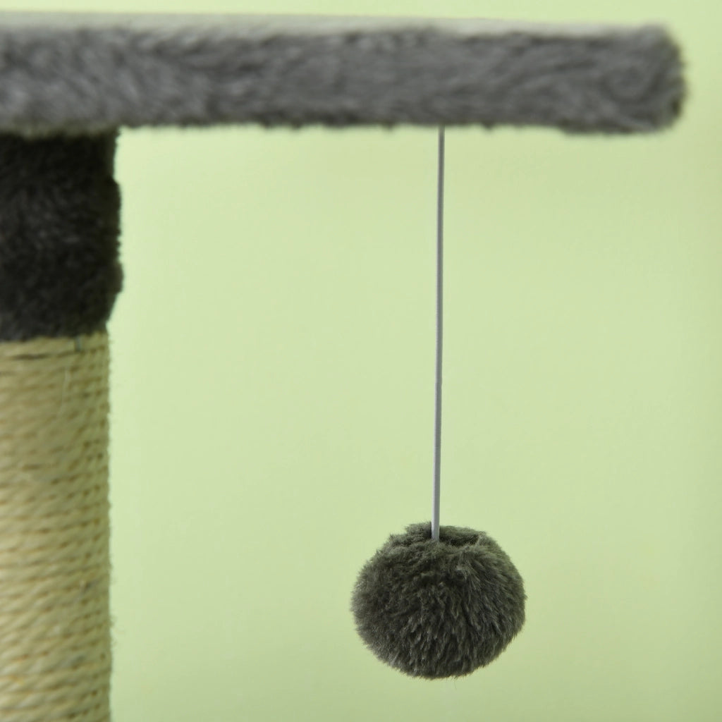 Albero tiragraffi per gatti con sisal piattaforme e giocattoli ¨C zephmum ¨C Grigio scuro 116 cm