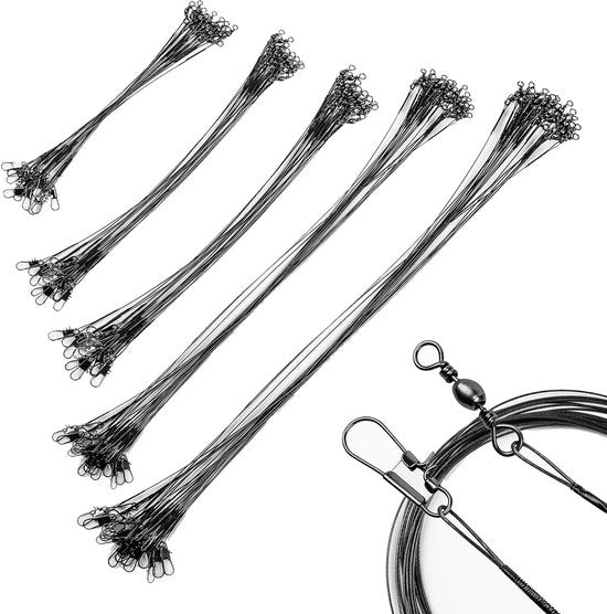 Accessori per pesca a spigola - 60 pezzi - Filo in acciaio inossidabile - Anti-blocco - Accessori per lenza da pesca - Pesca alla spigola - Acqua salata/Acqua dolce - Elevata resistenza alla trazione - Lenze da pesca