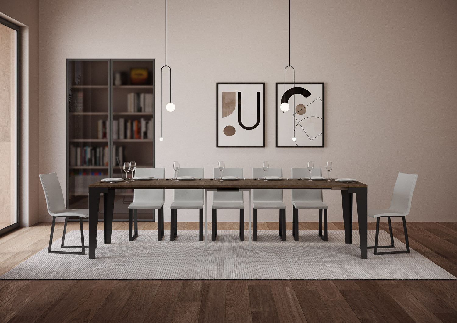 Consolle Allungabile 90-300x40x77 cm in Nobilitato Marrone