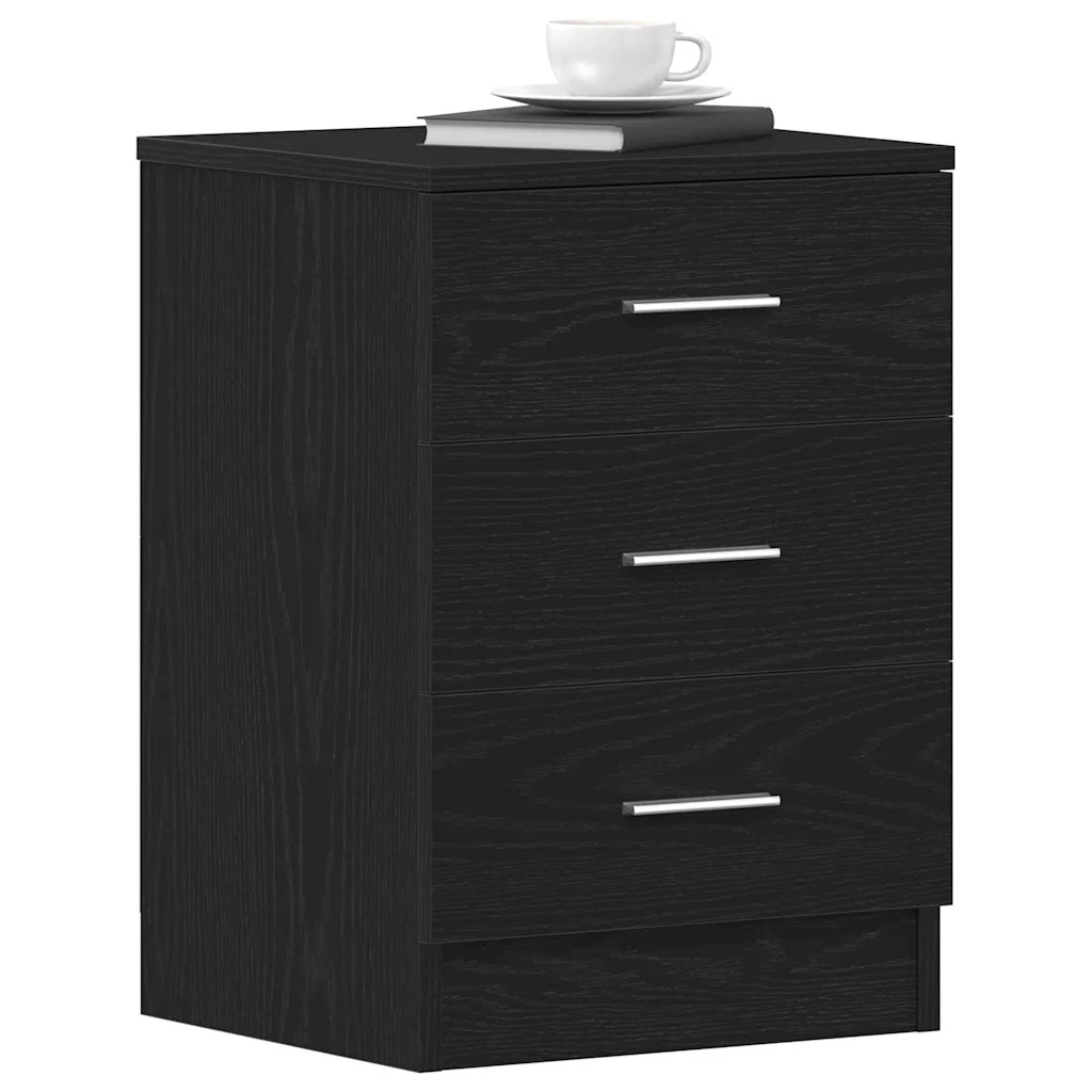 Comodini 2 pz rovere Nero 38x35x55 cm in Legno Multistrato 862429