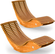 ® 2x Sdraio a Dondolo JAVA Pieghevole 155x60x93cm Portata 160 kg Legno Acacia Certificato FSC® Lettino Sauna