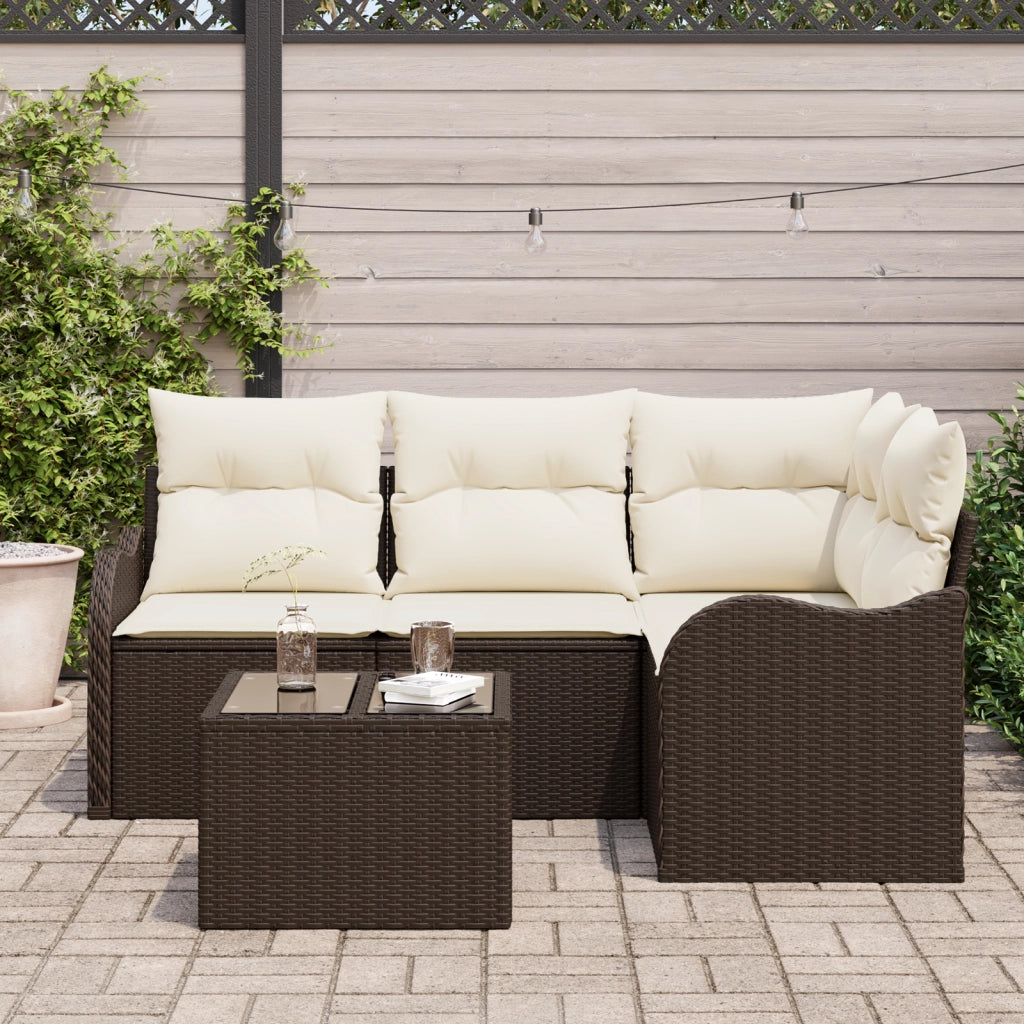 Set Divano da Giardino in 4 Pezzi con Cuscini Grigio Polyrattan