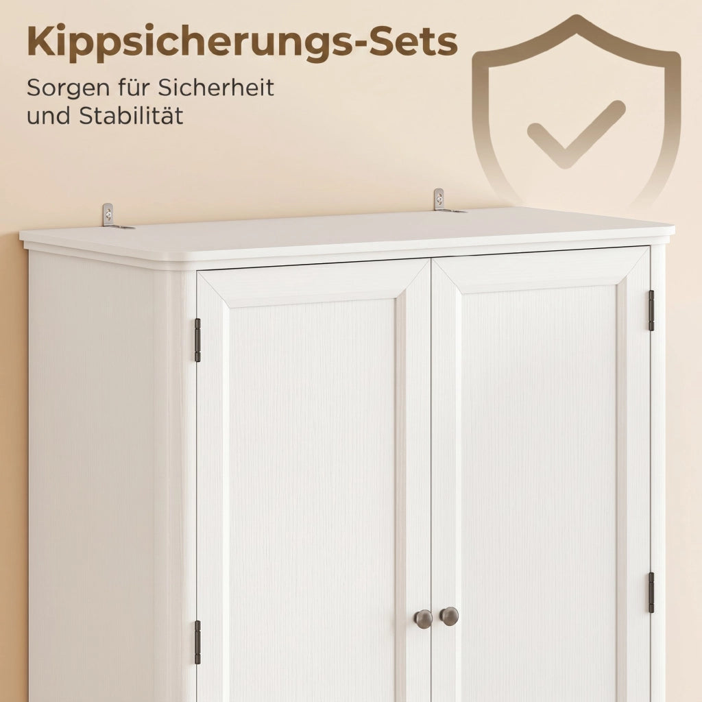 Armadio da Cucina con 4 Ante, Cassetto e Ripiani Regolabili ¨C Minimal ¨C 80x39.5x186.4 cm Bianco