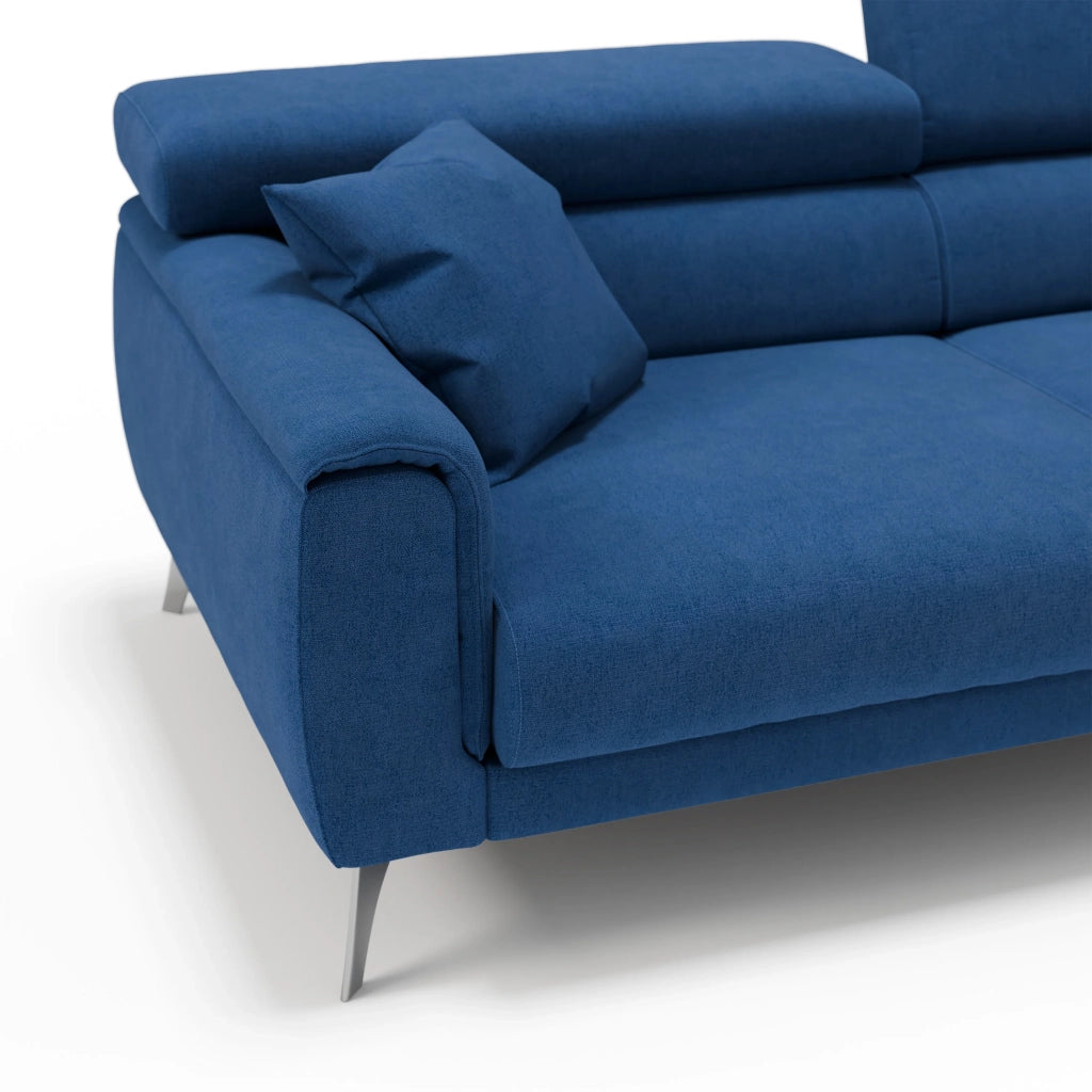 Caravaggio Divano con sedute allungabili e poggiatesta reclinabili in tessuto impermeabile T02 199 cm blu