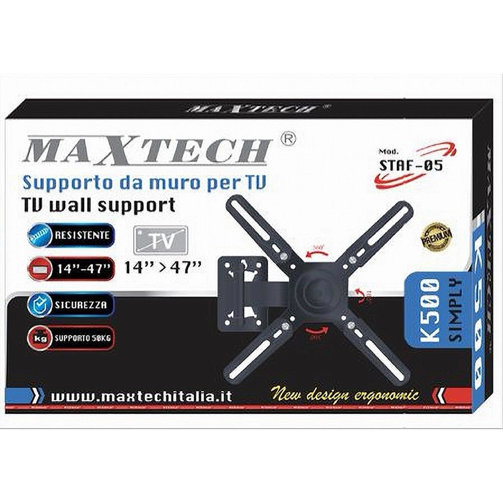 Trade Shop - Staffa Tv Supporto Da Muro Televisione 14" - 47" Fino 50 Kg Maxtech Staf-05 -