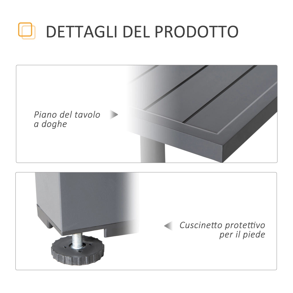 Easycomfort Tavolo da Giardino Allungabile per 8-10 Persone, in Alluminio, 135-270x90x75cm, Grigio