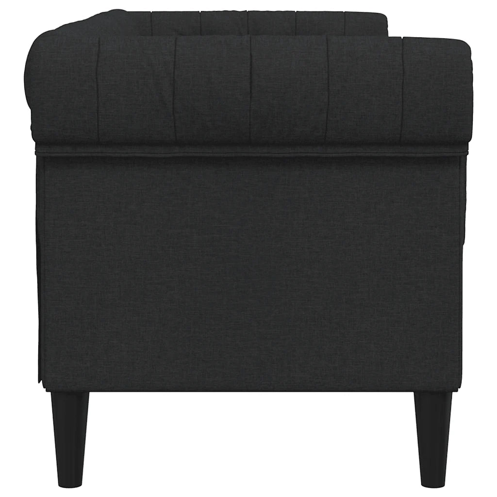 Divano Chesterfield a 2 Posti-Sofa 2 Posti-Divanetto Nero in Tessuto