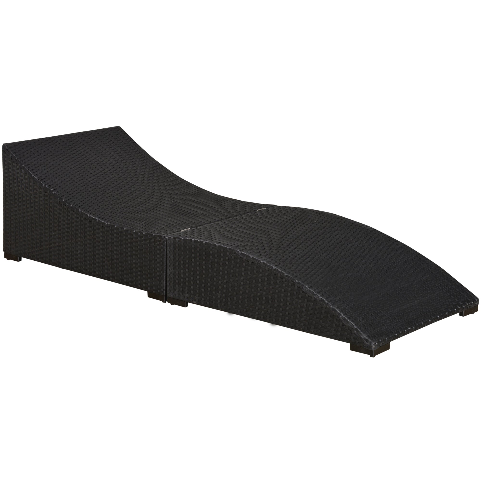 Lettino Prendisole Pieghevole da Giardino 198x68x50 cm in Rattan Nero e Bianco Crema