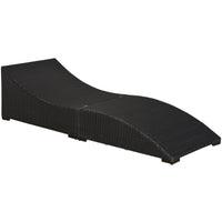 Lettino Prendisole Pieghevole da Giardino 198x68x50 cm in Rattan Nero e Bianco Crema