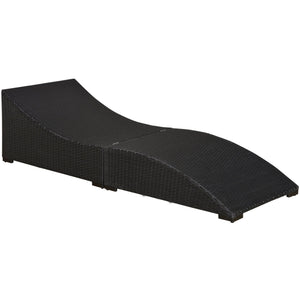 Lettino Prendisole Pieghevole da Giardino 198x68x50 cm in Rattan Nero e Bianco Crema