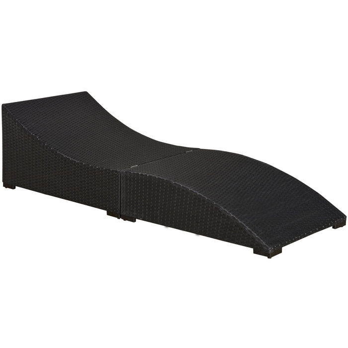 Lettino Prendisole Pieghevole da Giardino 198x68x50 cm in Rattan Nero e Bianco Crema