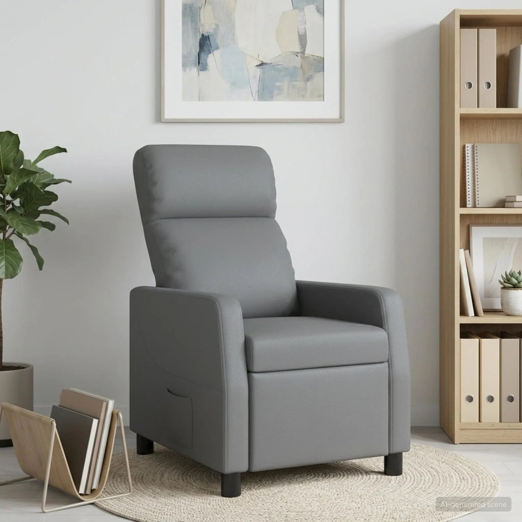 Divano Sedia-Poltrona reclinabile Grigio Similpelle 915019