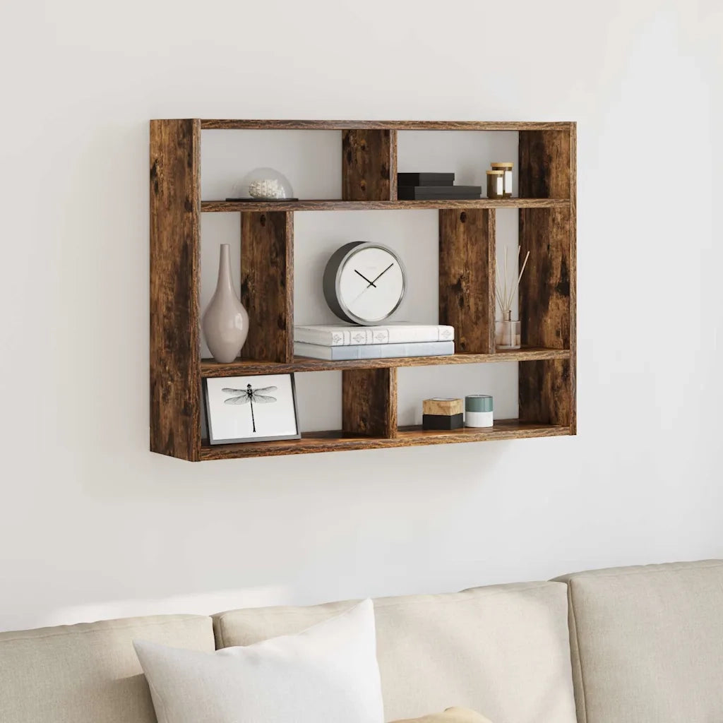 Mensola a Muro Rovere Fumo 75x16x55 cm in Legno Multistrato 815843