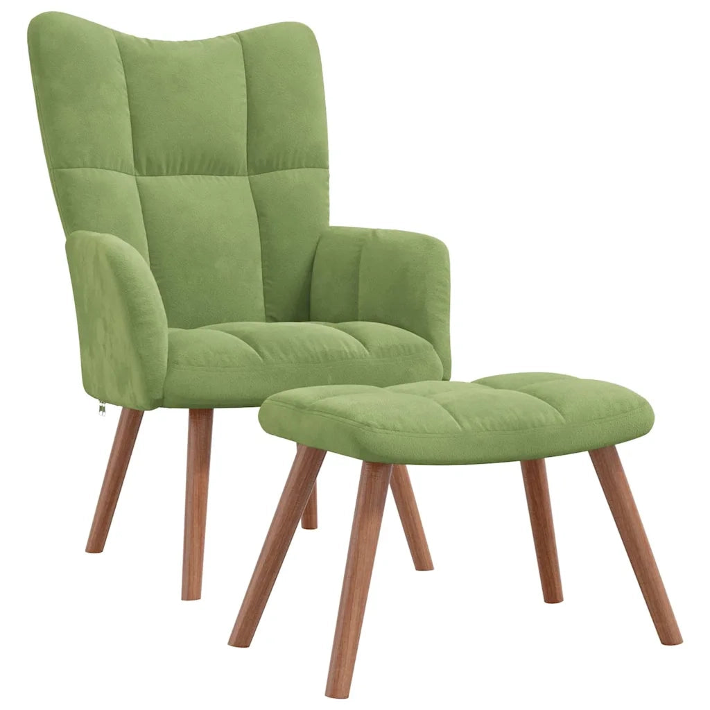 Divano Sedia-Poltrona Relax con Poggiapiedi Verde Chiaro in Velluto 365099