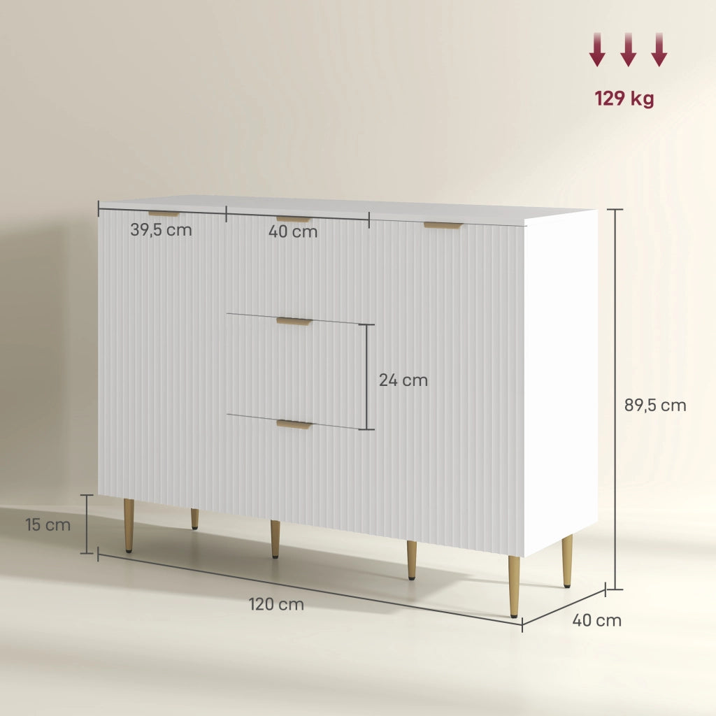 Buffet con 3 cassetti e ante ¨C zephmum ¨C bianco 120x40x90