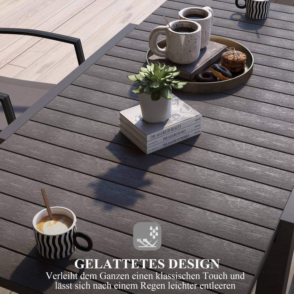 Tavolo Allungabile Da Giardino Per 6 Persone Grigio 81/162 X 80 X 75 Cm In Alluminio