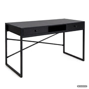 Scrivania industriale per computer Nera ELONIS 123 cm 2 cassetti 1 ripiano gambe nere