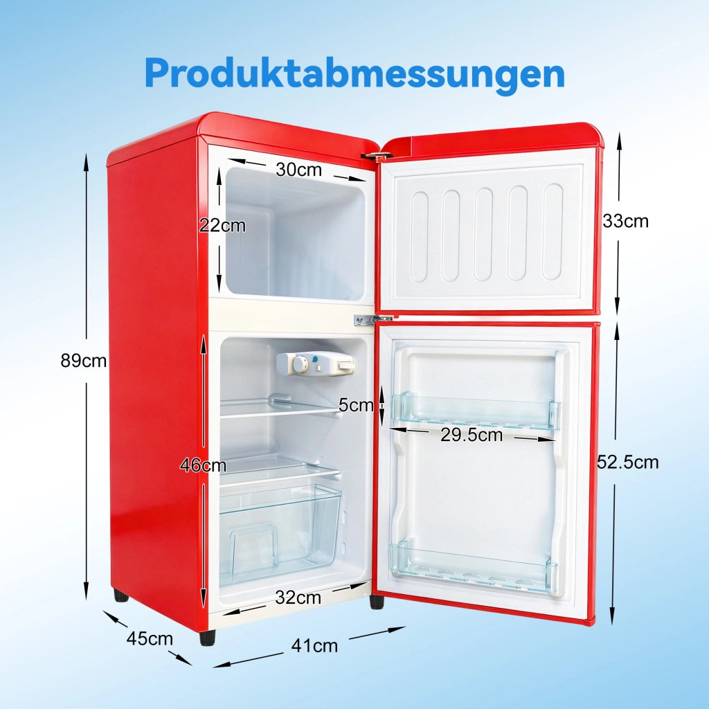 FRIGORIFERO Doppia porta 60 L Rosso con luce LED interna