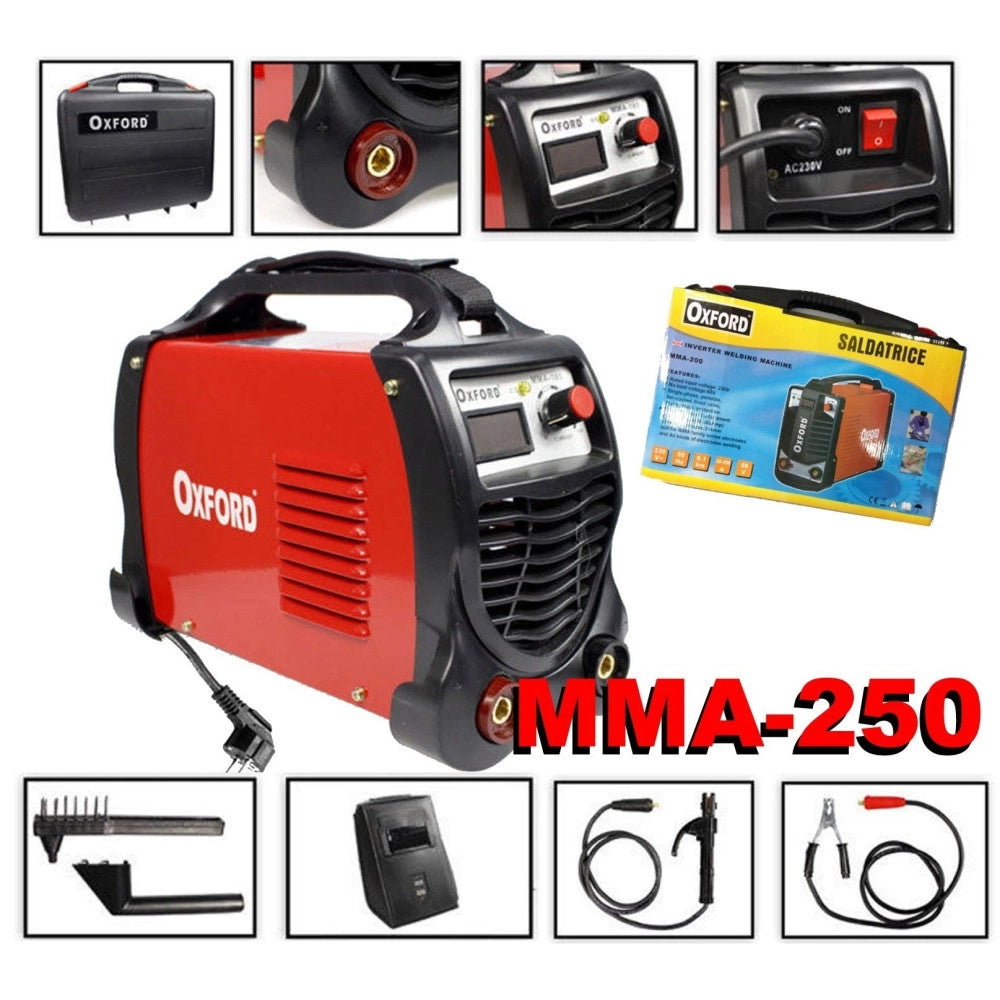 Trade Shop - Saldatrice Inverter Ad Elettrodo 250 Ampere Con Accessori E Display Amperaggio -