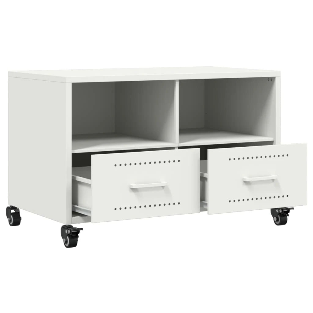 Mobile TV multimediale mensola TV credenza TV adatto per sala da pranzo soggiorno camera da letto 68 x 39 x 43,5 cm acciaio bianco 02_0026150