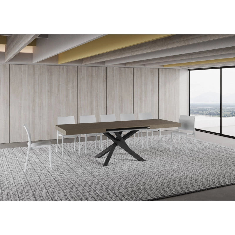 Tavolo allungabile 160/264x90 cm Volantis telaio Antracite - Tortora