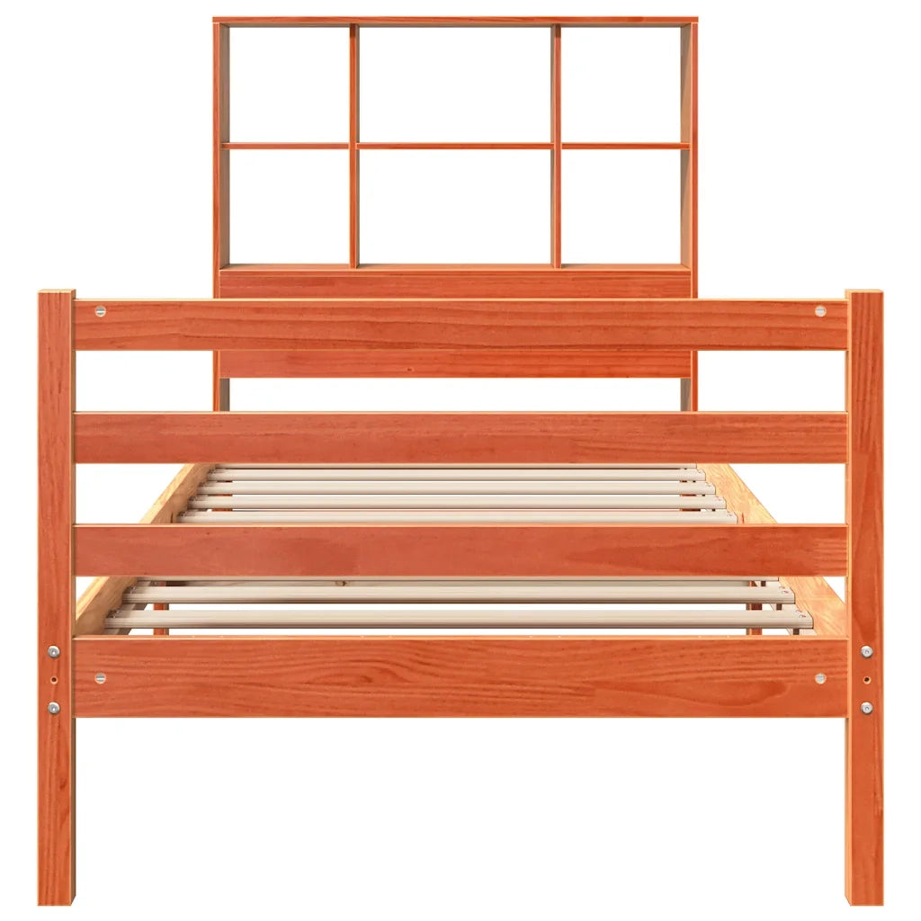 Letto Libreria senza Materasso Marrone Cera 75x190 cm Legno