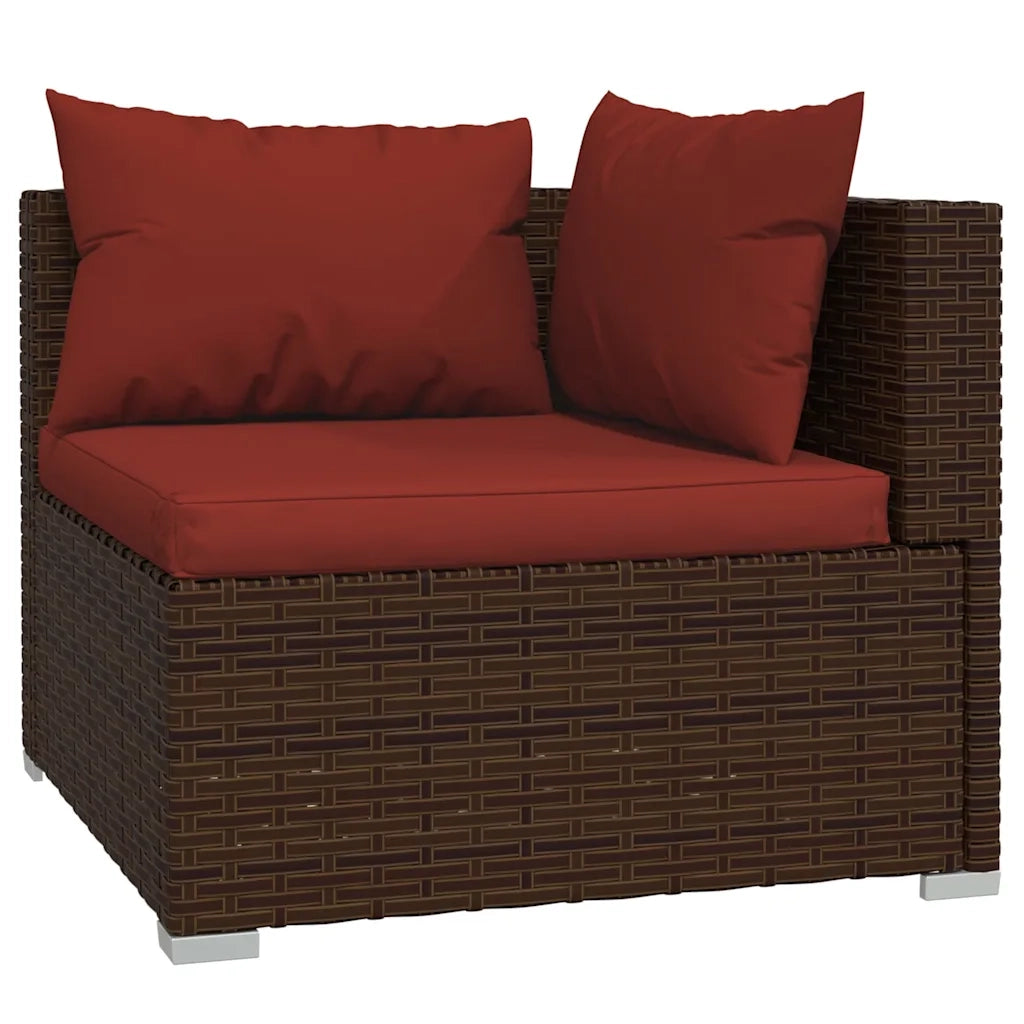 Salotto da Giardino-Set Divani da Giardino con Cuscini 3 pz in Polyrattan Marrone