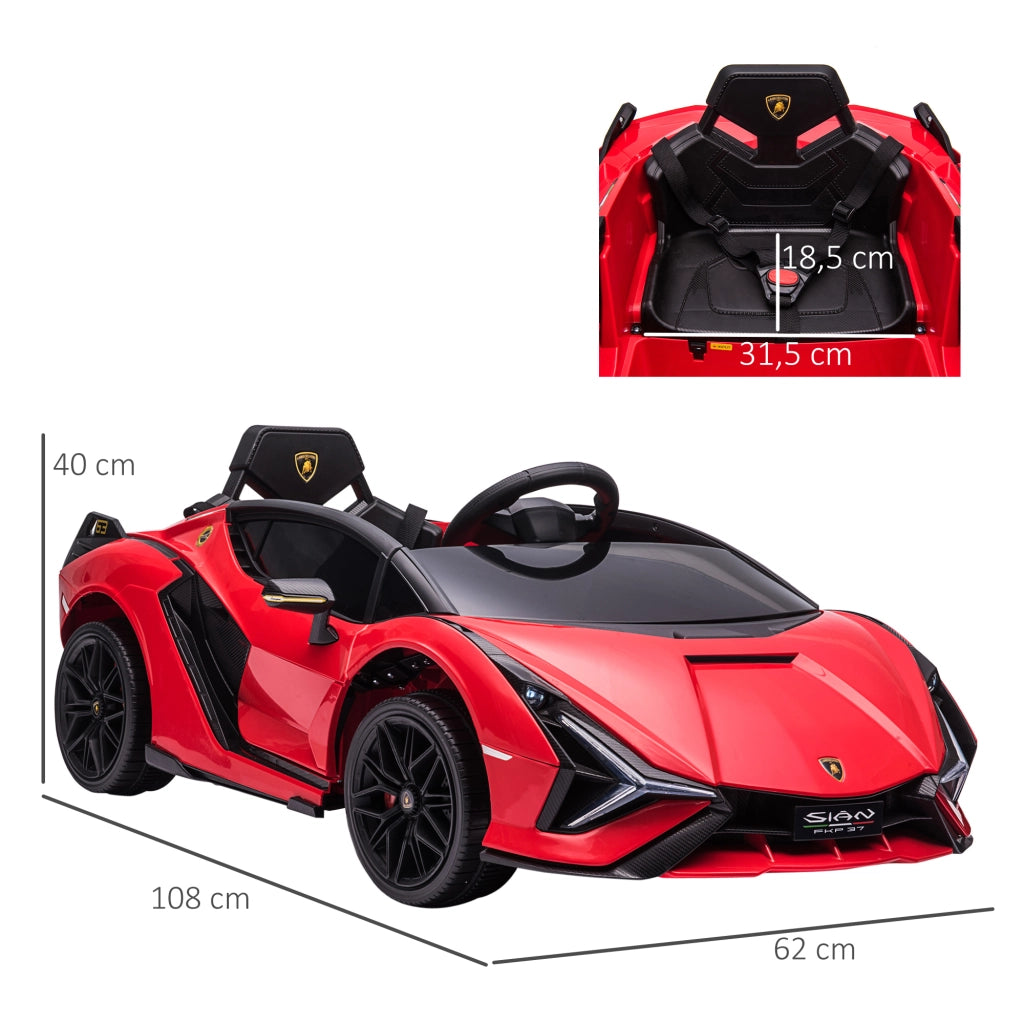 Auto elettrica Lamborghini Sian per Bambini 12V con Telecomando 2.4G ¨C zephmum ¨C Rosso