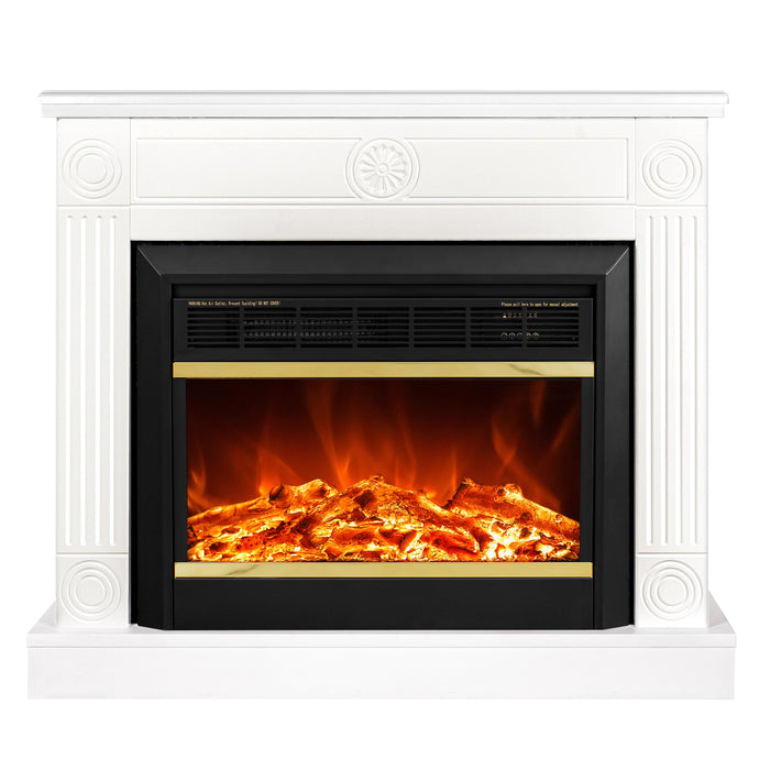 Camino Elettrico da Pavimento 80x95x27 cm Effetto Fiamma 1500W Bonita & Mars Bianco/nero