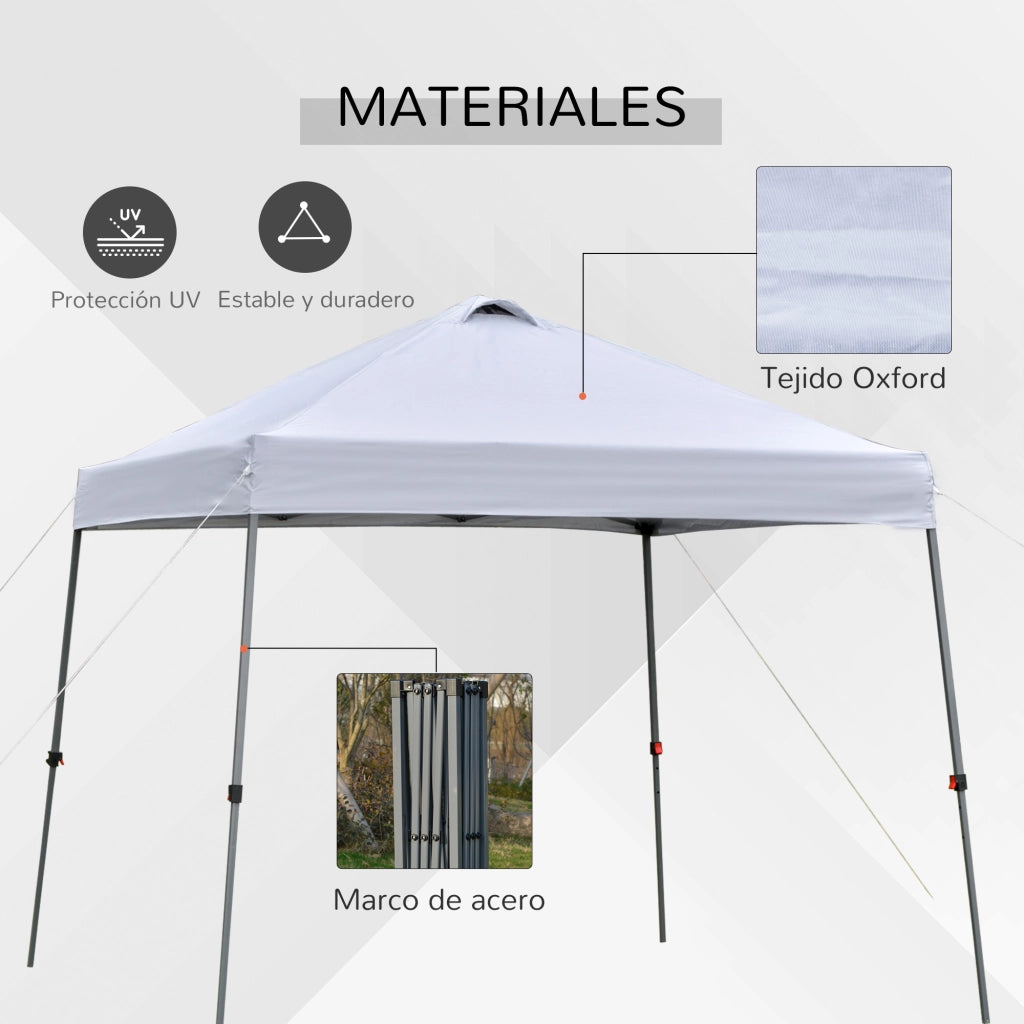 Gazebo Pieghevole 3x3m ¨C Zephmum ¨C Bianco, Acciaio, con Ruote e Borsa di Trasporto