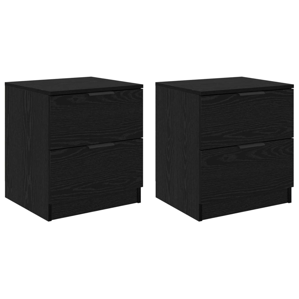 Armadio da Notte con cassetto 2 pcs Rovere Nero 45 x 39 x 50cm