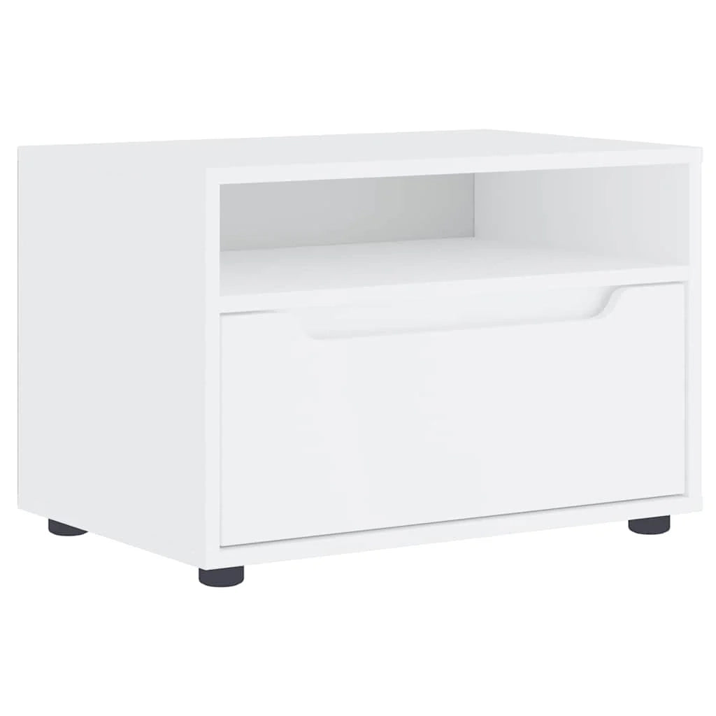 Mobile TV moderno salvaspazio con cassetto e ripiano 60 x 40 x 38 cm legno ingegnerizzato bianco 02_0058329