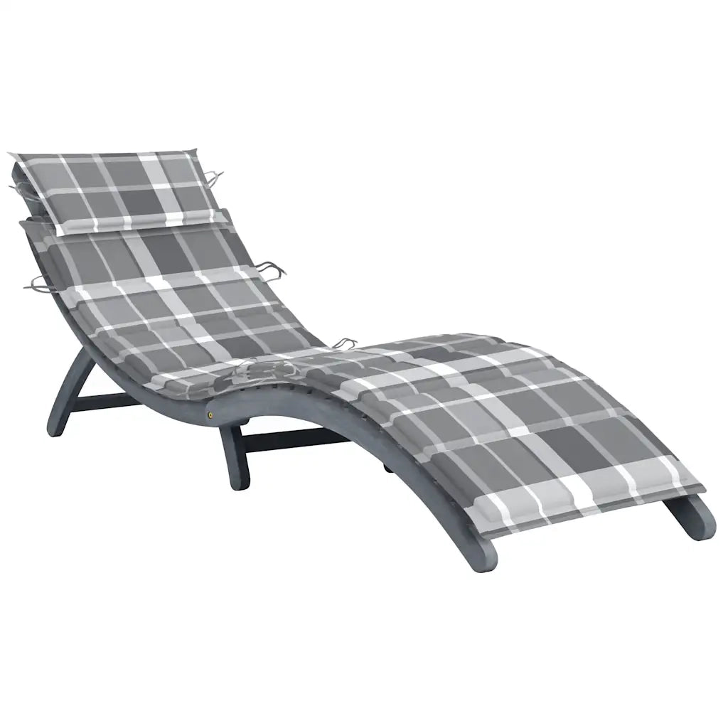 Sdraio con Cuscino Grigia in Legno Massello di Acacia cod mxl 75996