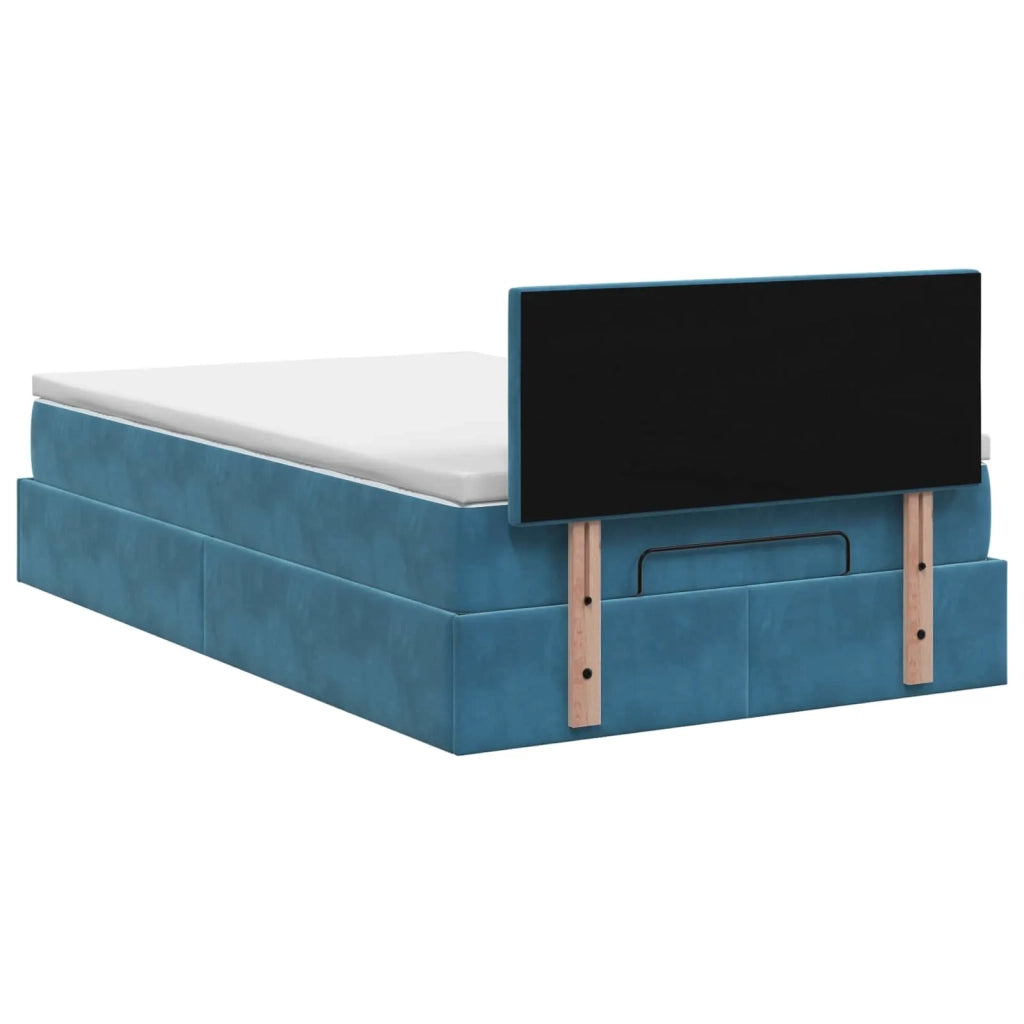 Letto Ottomano con Materasso e LED Blu scuro 120 x 200 cm 3457135