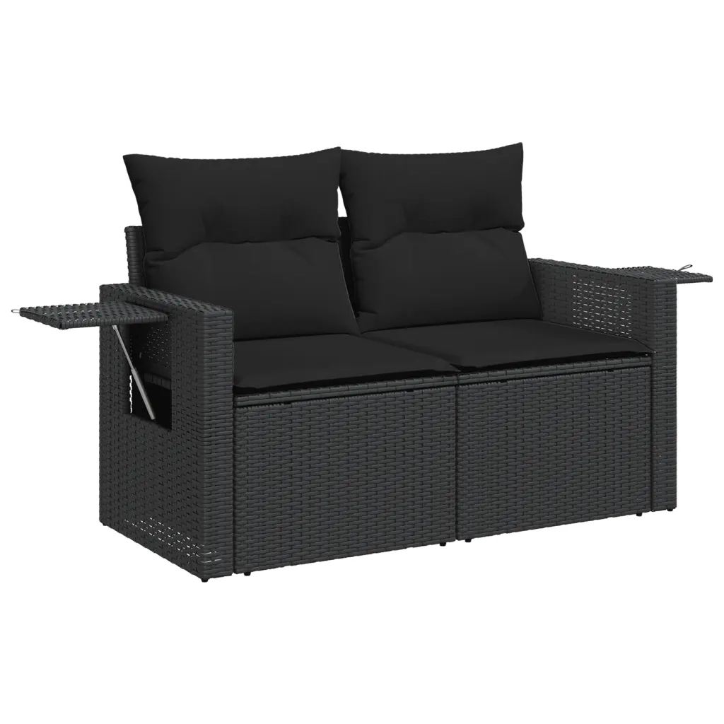Set Divani da Giardino con Cuscini 7pz Nero Polyrattan 3220464