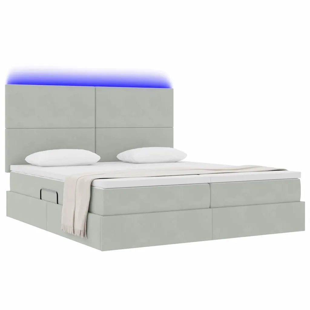 Letto con strisce LED Grigio chiaro 200 x 200 cm Velluto 3372875