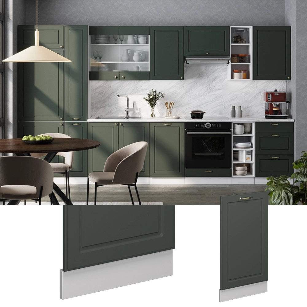 Pannello frontale della lavastoviglie Fame-Line Verde-oro rustico/Bianco 45 cm, PL Rovere Vicco
