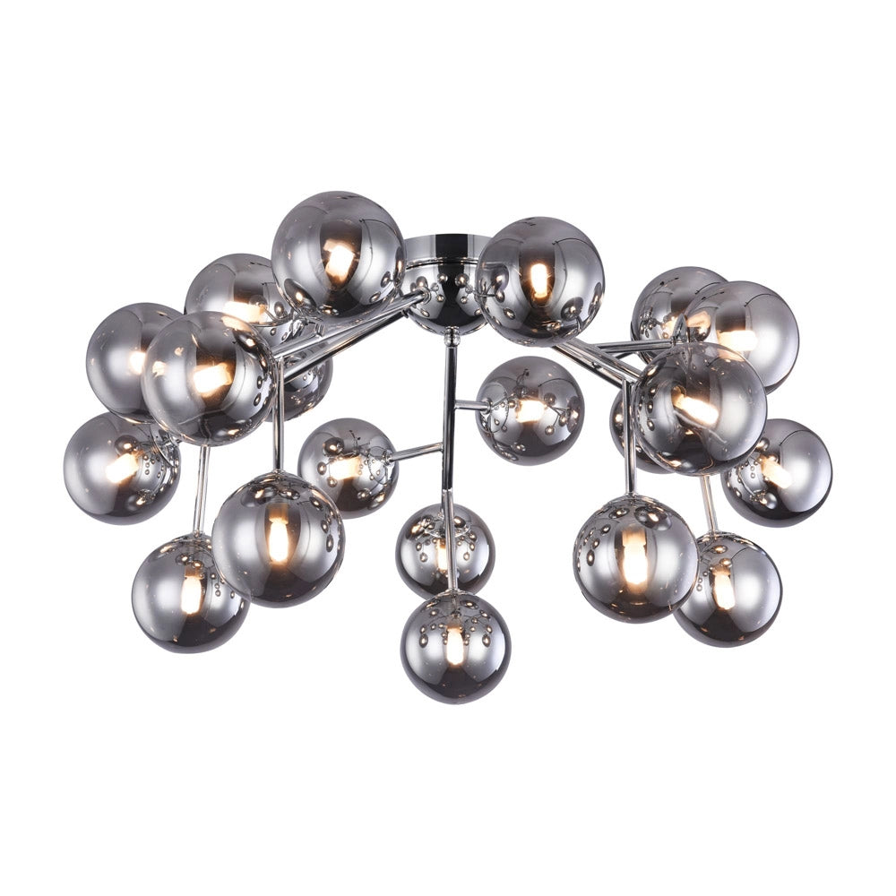 Maytoni Plafoniera contemporanea Dallas 20 luci G9 cromo metallo vetro soffiato fumè