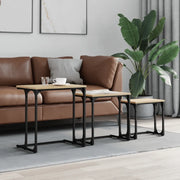 Tavolini Impilabili 3 pz Rovere Sonoma in Legno Multistrato 837818