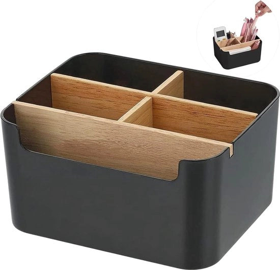 Organizzatore per tavolo in bambù - 5 cassetti di contenitori in legno per scrivania - cassettiere per organizzare la zona di carico per casa e ufficio