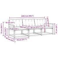 Set di divani da esterno con cuscino 3 pcs Naturale e Beige 3369140