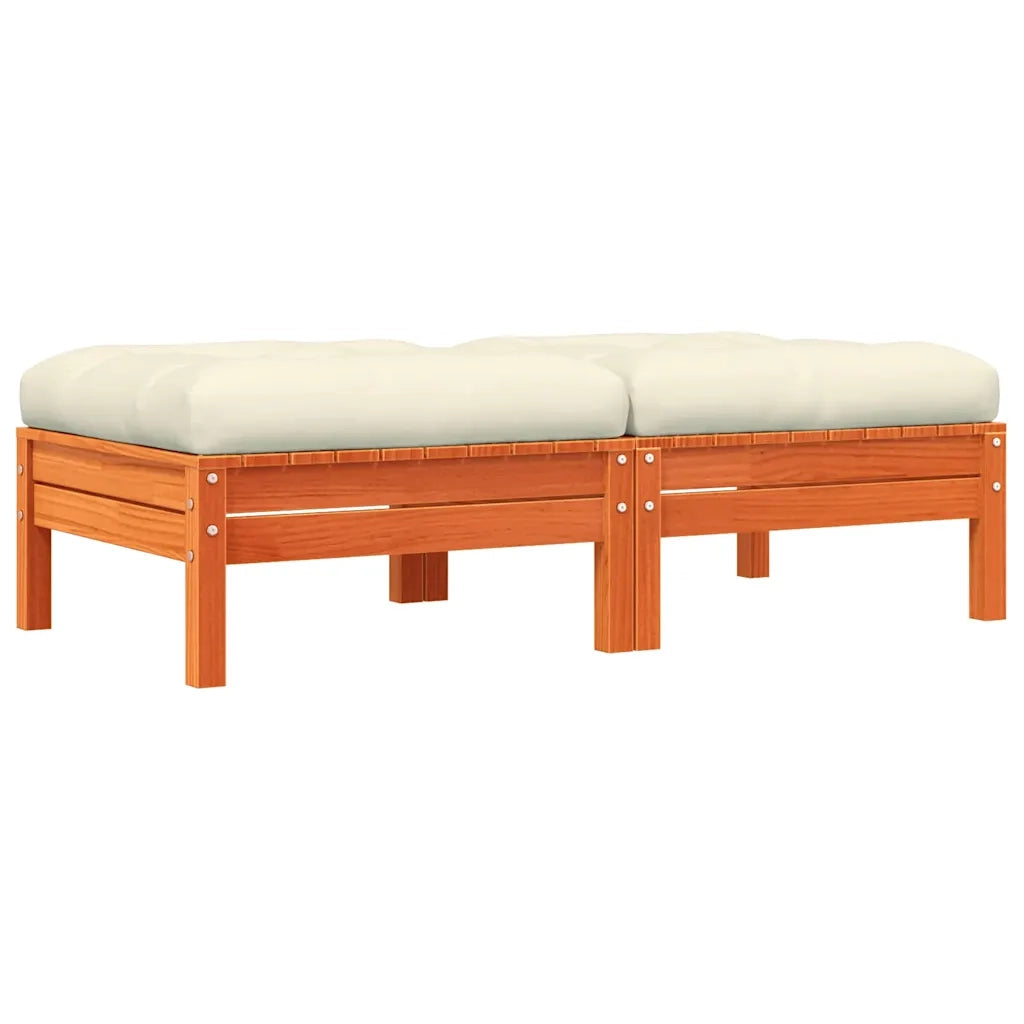 Poggiapiedi Giardino con Cuscini 2 pz Marrone Cera Massello Pino CFW3561651