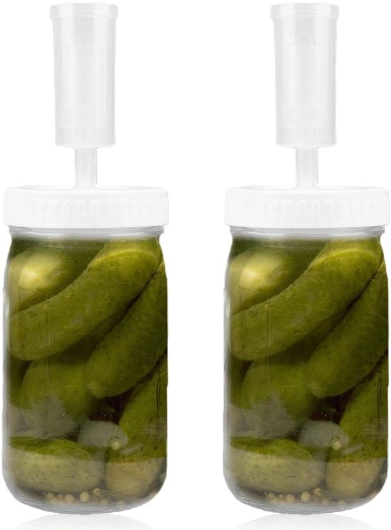 Fermenteerglas 1 Litro - Fermenteerset per Kimchi/Zuurkool - Invasatura con Coperchio a Viti - Vasche per Fermentazione Aria Tettone - Vasche Fermentazione Aria Stagnante - Bocchetta Larga - Valvola di Fermentazione - Invasatura