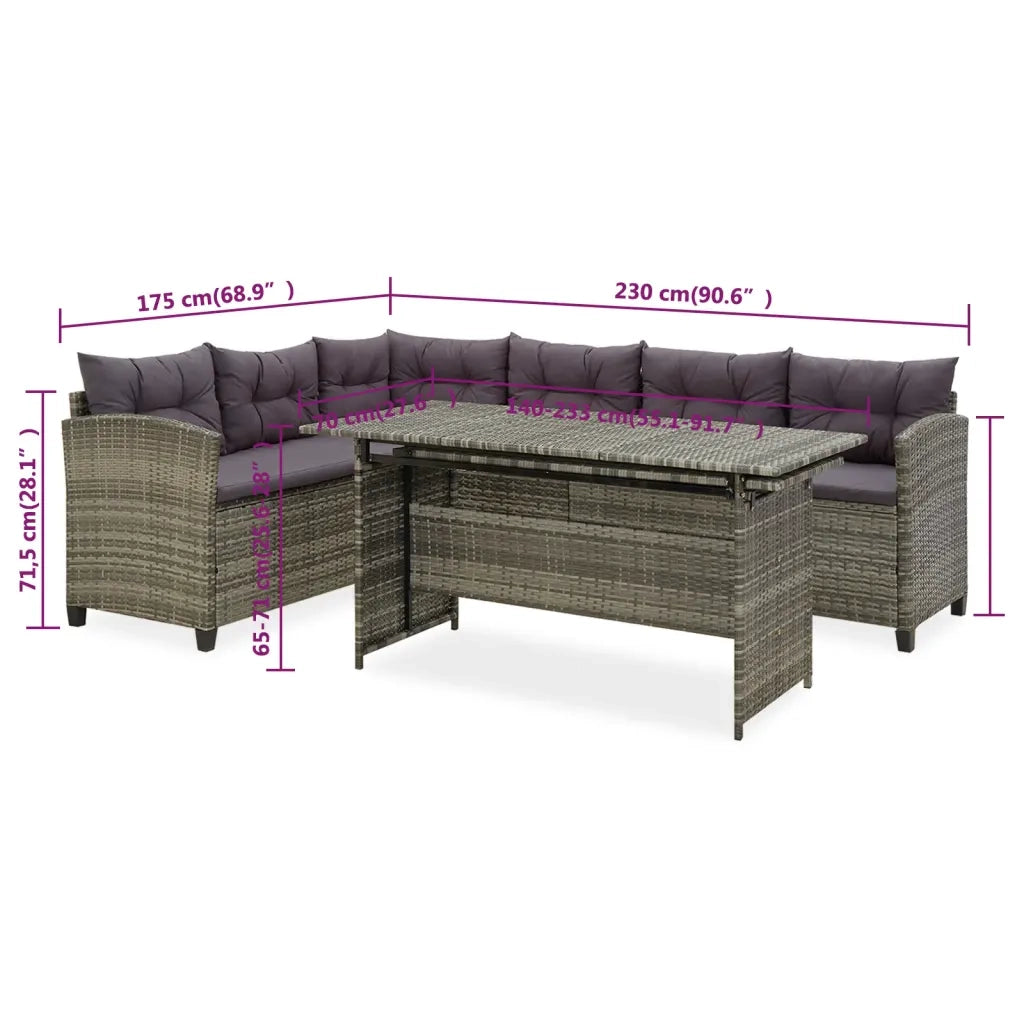 Set Divani da Giardino 2 pz con Cuscini in Polyrattan Grigio cod mxl 40759