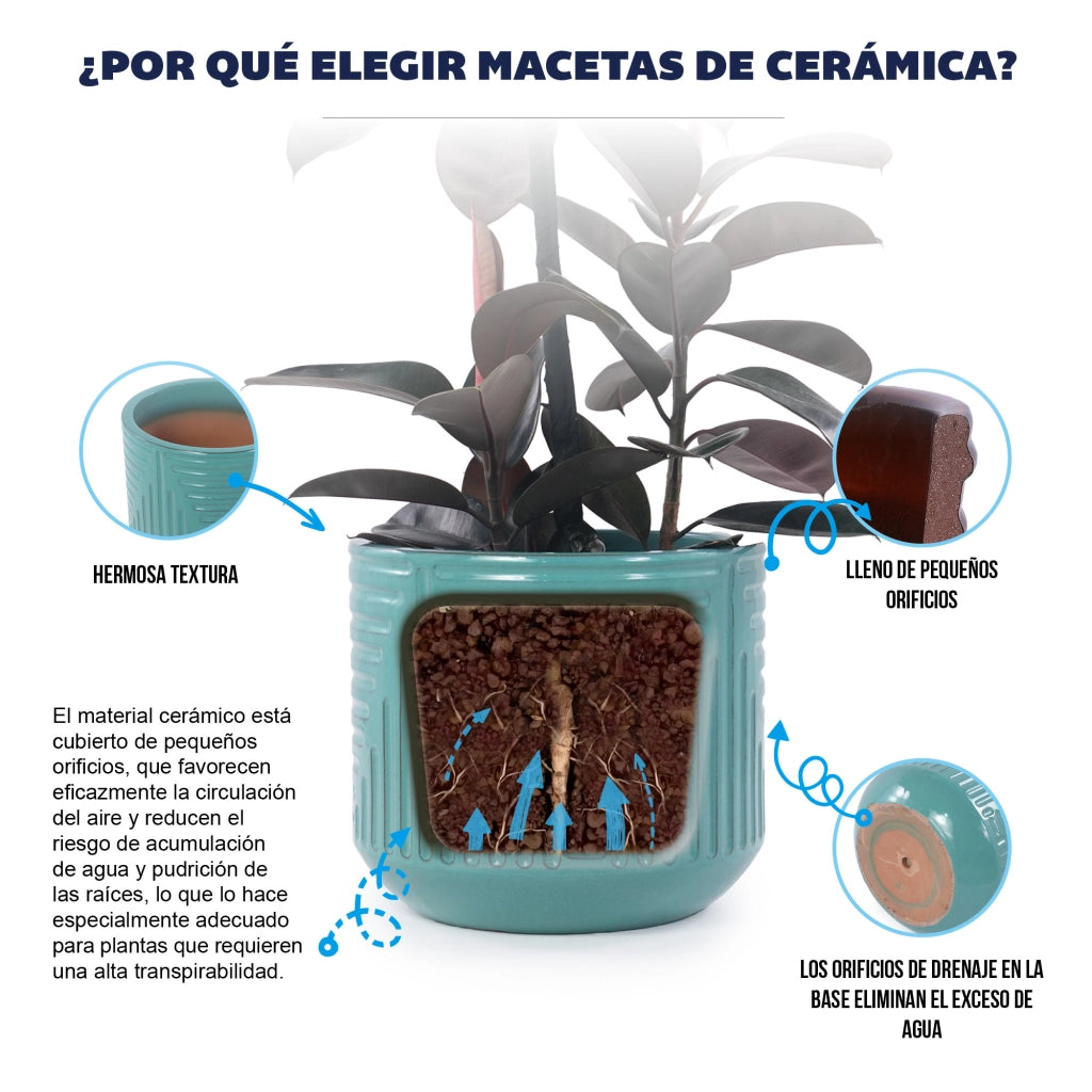 VASO DA FIORI IN CERAMICA Ø 42 CM CIANO, SINGOLO